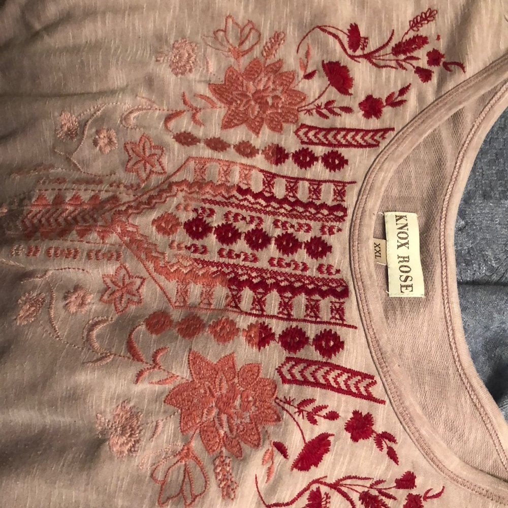 Embroidered long sleeve top